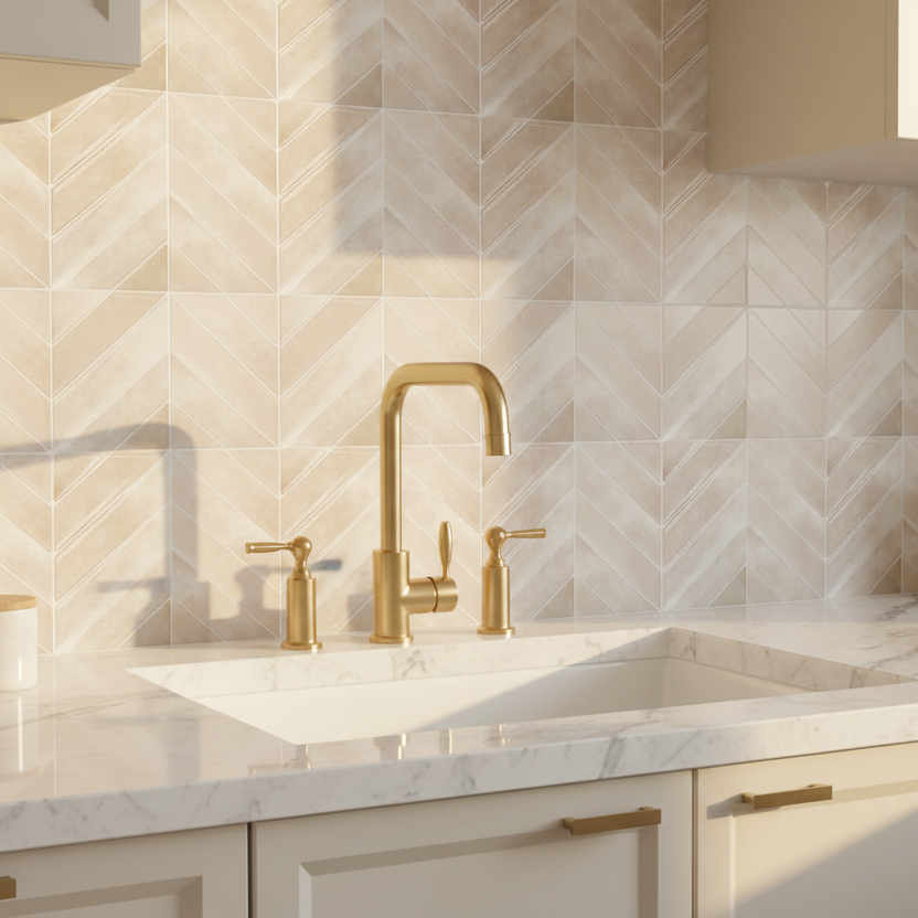 Luxury Kitchen with Brass Fixtures